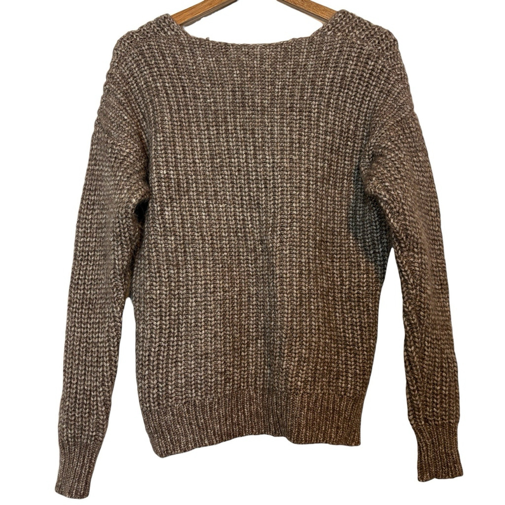 Aritzia Wilfred Alpaca Blend Chunky Knit Sweater XXS Brown Oversized V Neck - Picture 3 of 7